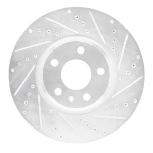 Audi Q5 Brake Rotor (1) - Front Right - R1 Concepts - Drilled & Slotted - Silver - `08-`12